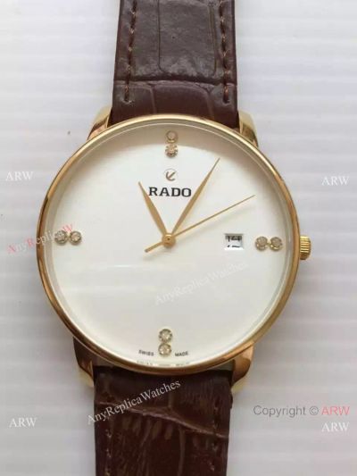 Rado Watches Replica - White Dial Brown Leather Band - Low Price